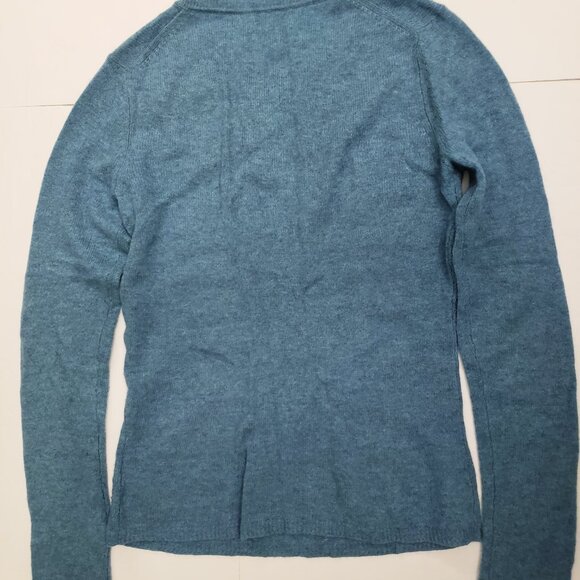 Adrienne Vittadini Cashmere Round Neck Long Sleeve Aqua Blue Pullover - Picture 5 of 7